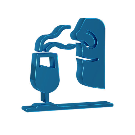 Blue Sommelier icon isolated on transparent background. Wine tasting, degustation. Smells of wine.の写真素材