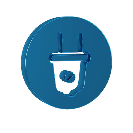 Blue Electric plug icon isolated on transparent background. Concept of connection and disconnection of the electricity.の写真素材