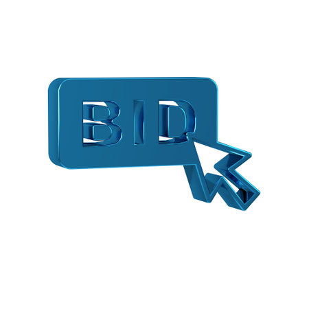Blue Bid icon isolated on transparent background. Auction bidding. Sale and buyers.の写真素材