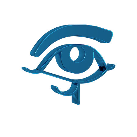 Blue Eye of Horus icon isolated on transparent background. Ancient Egyptian goddess Wedjet symbol of protection, royal power and good health.の写真素材