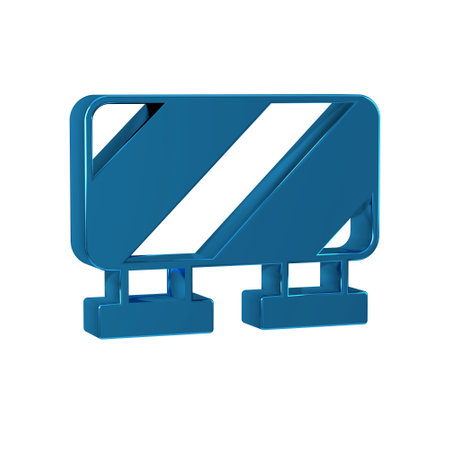 Blue Road barrier icon isolated on transparent background. Symbol of restricted area which are in under construction processes. Repair works.の写真素材