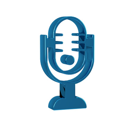 Blue Microphone icon isolated on transparent background. On air radio mic microphone. Speaker sign.の写真素材