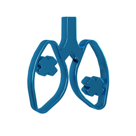Blue Disease lungs icon isolated on transparent background.の写真素材
