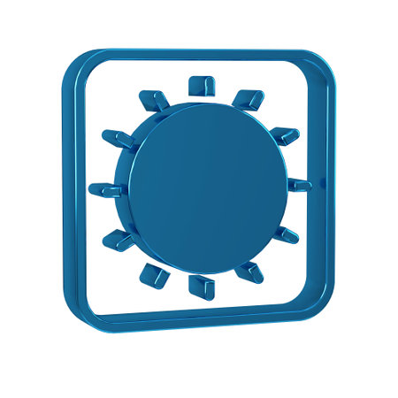 Blue Sun icon isolated on transparent background.の写真素材