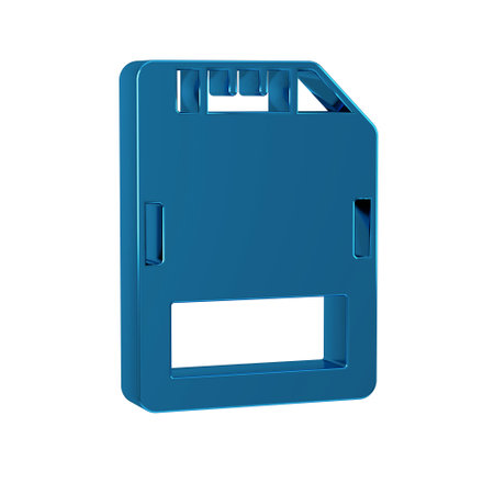 Blue SD card icon isolated on transparent background. Memory card. Adapter icon.