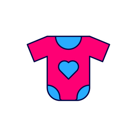 Filled outline Baby clothes icon isolated on white background. Baby clothing for baby girl and boy. Baby bodysuit. Vectorのイラスト素材