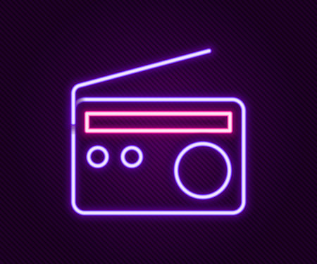 Glowing neon line Radio with antenna icon isolated on black background. Colorful outline concept. Vectorのイラスト素材