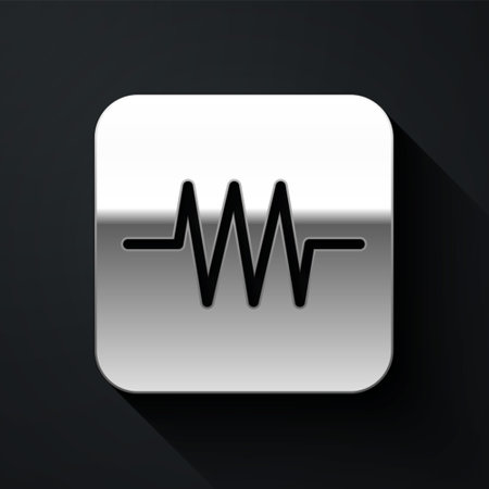 Silver Resistor in electronic circuit icon isolated on black background. Long shadow style. Vectorのイラスト素材