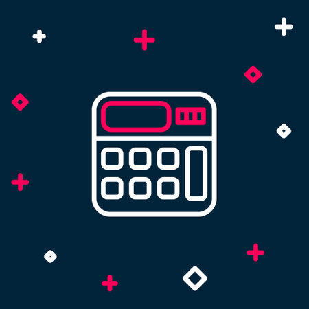 Line Calculator icon isolated on blue background. Accounting symbol. Business calculations mathematics education and finance. Colorful outline concept. Vector.のイラスト素材