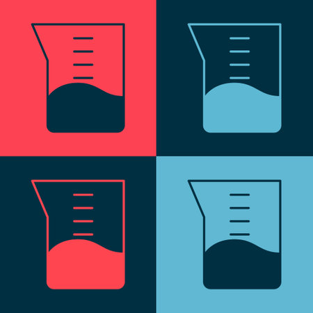 Pop art Laboratory glassware or beer icon isolated on color background. Vector.のイラスト素材