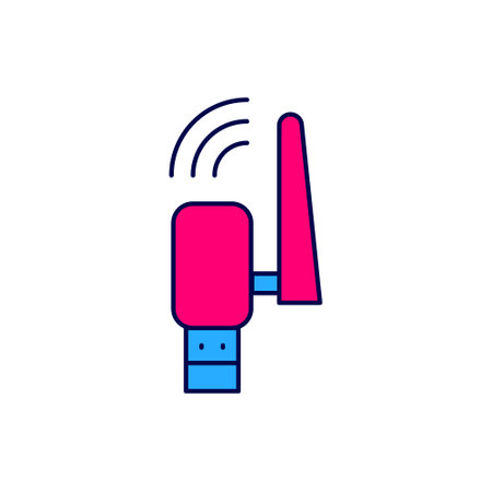 Filled outline Usb wireless adapter icon isolated on white background. Vector.のイラスト素材