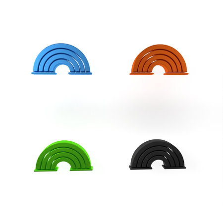 Colorful Rainbow icon isolated on white background. Minimalism concept. 3D render illustration.の写真素材
