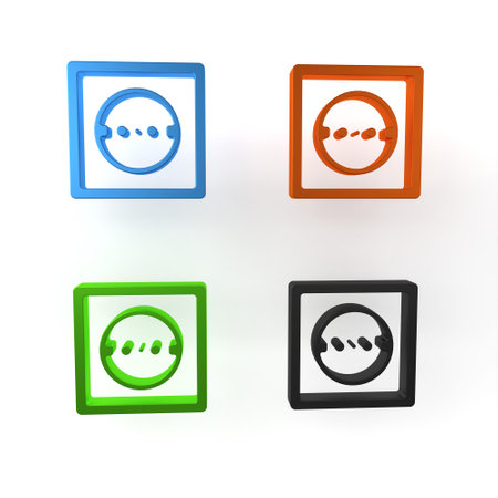 Colorful Electrical outlet icon isolated on white background. Power socket Rosette symbol. Minimalism concept. 3D render illustration.の写真素材