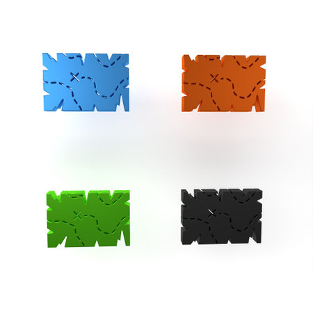 Colorful Pirate treasure map icon isolated on white background. Minimalism concept. 3D render illustration.の写真素材