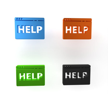 Colorful Browser help icon isolated on white background. Internet communication protocol. Minimalism concept. 3D render illustration.の写真素材