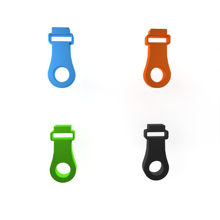 Colorful Zipper icon isolated on white background. Minimalism concept. 3D render illustration.