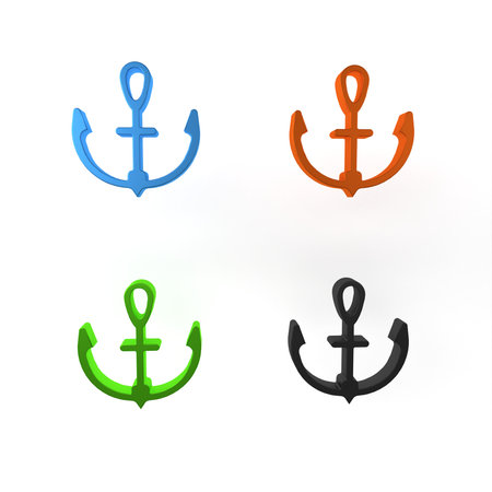 Colorful Anchor icon isolated on white background. Minimalism concept. 3D render illustration.