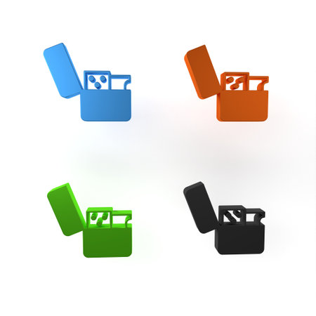 Colorful Lighter icon isolated on white background. Minimalism concept. 3D render illustration.の写真素材