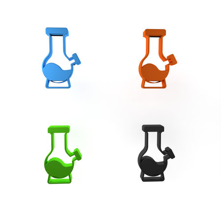 Colorful Glass bong for smoking marijuana or cannabis icon isolated on white background. Minimalism...