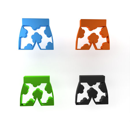 Colorful Swimming trunks icon isolated on white background. Minimalism concept. 3D render illustration.の写真素材
