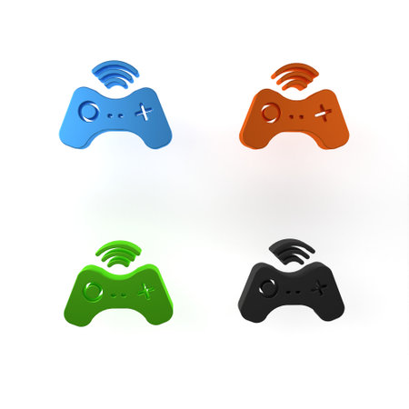 Colorful Wireless gamepad icon isolated on white background. Game controller. Minimalism concept. 3D...