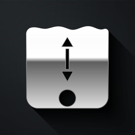 Silver Depth measurement icon isolated on black background. Water depth. Long shadow style. Vector.のイラスト素材