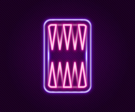 Glowing neon line Backgammon board icon isolated on black background. Colorful outline concept. Vector.のイラスト素材