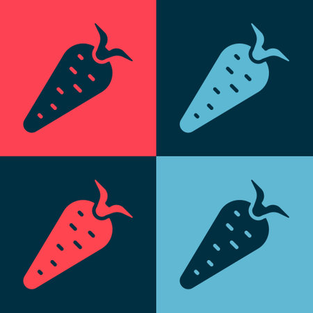 Pop art Carrot icon isolated on color background. Vector.のイラスト素材