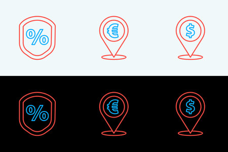 Set line Cash location, Loan percent and icon. Vector.のイラスト素材