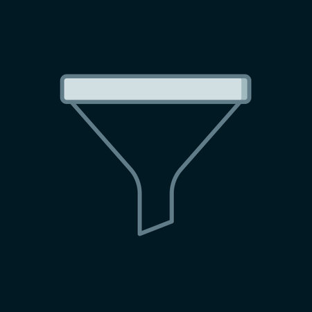 Line Funnel or filter icon isolated on black background. Flat filled outline style with shadow. Vector.のイラスト素材