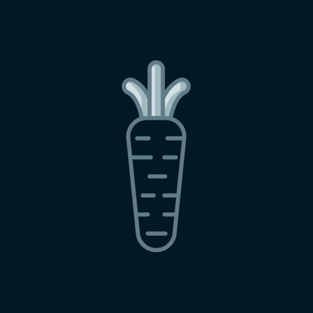 Line Carrot icon isolated on black background. Flat filled outline style with shadow. Vector.のイラスト素材