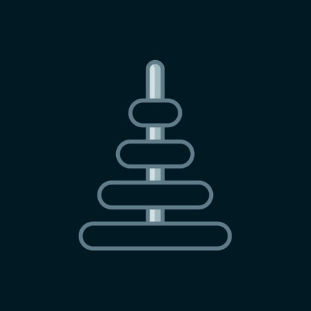 Line Pyramid toy icon isolated on black background. Flat filled outline style with shadow. Vector.のイラスト素材
