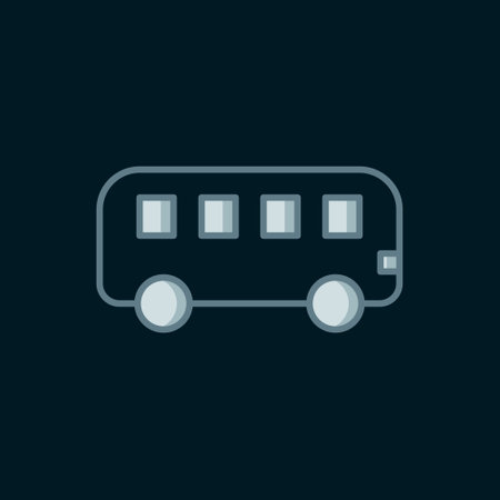 Line Bus toy icon isolated on black background. Flat filled outline style with shadow. Vector.のイラスト素材