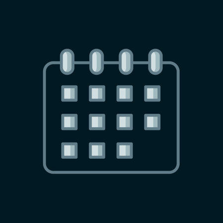 Line Calendar icon isolated on black background. Event reminder symbol. Flat filled outline style with shadow. Vector.のイラスト素材