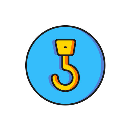 Color Industrial hook icon isolated on white background. Crane hook icon. Flat filled outline style with shadow. Vector.のイラスト素材