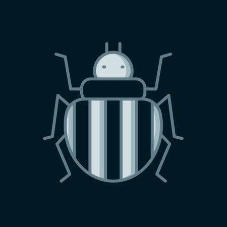 Line Colorado beetle icon isolated on black background. Flat filled outline style with shadow. Vector.のイラスト素材