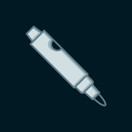 Line Marker pen icon isolated on black background. Flat filled outline style with shadow. Vector.