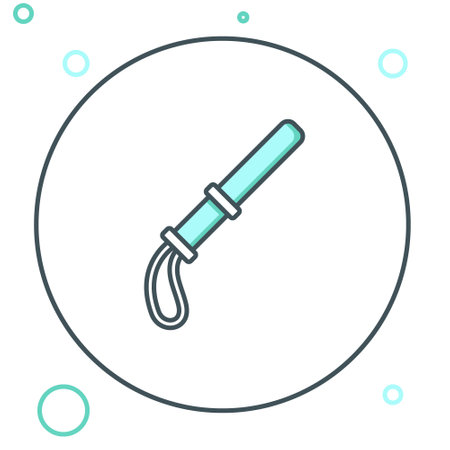 Line Police rubber baton icon isolated on white background. Rubber truncheon. Police Bat. Police equipment. Colorful outline concept. Vector.のイラスト素材