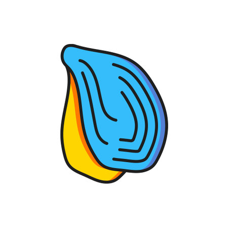 Color Mussel icon isolated on white background. Fresh delicious seafood. Flat filled outline style with shadow. Vector.のイラスト素材