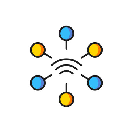 Color Network icon isolated on white background. Global network connection. Global technology or...