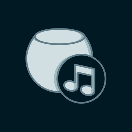 Line Voice assistant icon isolated on black background. Voice control user interface smart speaker. Flat filled outline style with shadow. Vector.のイラスト素材
