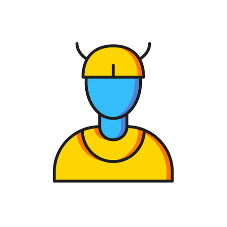 Color Viking head icon isolated on white background. Flat filled outline style with shadow. Vector.のイラスト素材