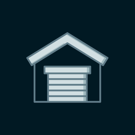 Line Garage icon isolated on black background. Flat filled outline style with shadow. Vector.のイラスト素材