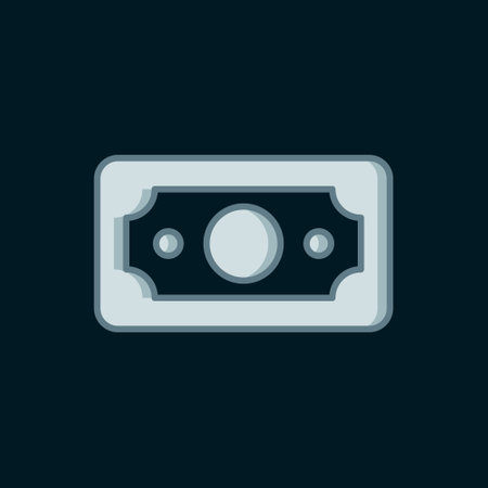 Line Stacks paper money cash icon isolated on black background. Money banknotes stacks. Bill currency. Flat filled outline style with shadow. Vector.のイラスト素材