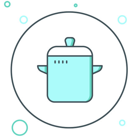 Line Cooking pot icon isolated on white background. Boil or stew food symbol. Colorful outline concept. Vector.のイラスト素材