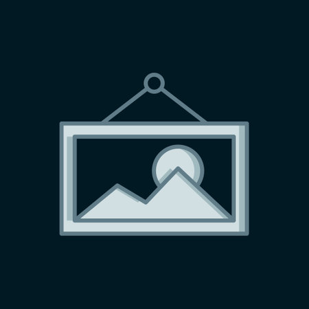 Line Picture icon isolated on black background. Flat filled outline style with shadow. Vector.のイラスト素材