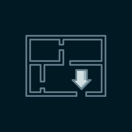 Line Evacuation plan icon isolated on black background. Fire escape plan. Flat filled outline style...
