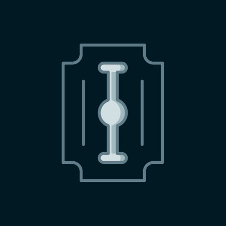 Line Blade razor icon isolated on black background. Flat filled outline style with shadow. Vector.のイラスト素材