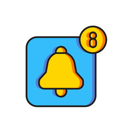 Color Alarm clock app smartphone interface icon isolated on white background. Flat filled outline style with shadow. Vector.のイラスト素材