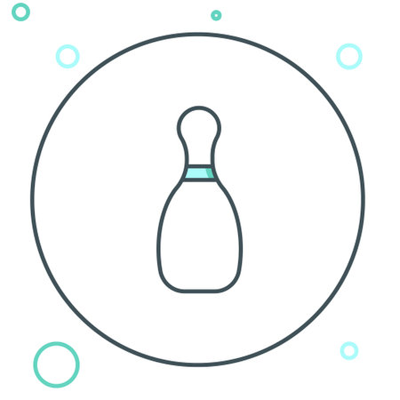 Line Bowling pin icon isolated on white background. Colorful outline concept. Vector.のイラスト素材